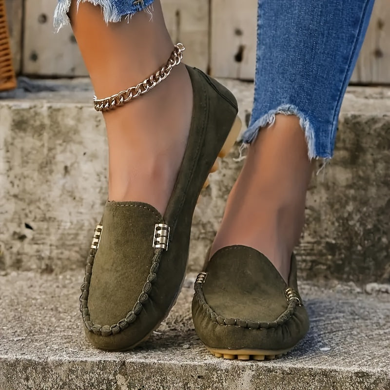 Metal Stitch Loafers, Women Shoes