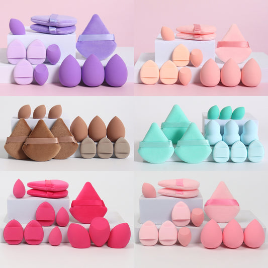 12pcs All-In-One Makeup Sponge Set, Consists of 3 Loose Powder Puffs, 3 Puffs, 3 Makeup Sponges And 3 Makeup Sponges. Foundation Blending Beauty Sponge, Liquid, Cream And Powder Flawless, Latex-Free Wet And Dry Dual-Use Foundation Makeup Cream