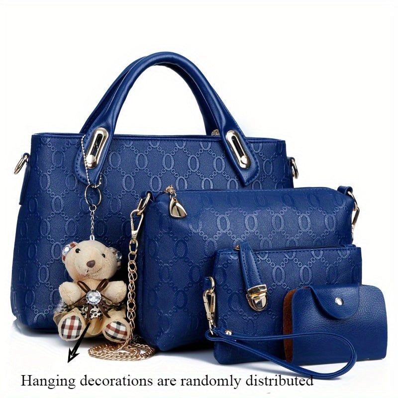 New Fashion Casual Bear Four-Piece Set: Shoulder, Crossbody, and Handbag for Women
