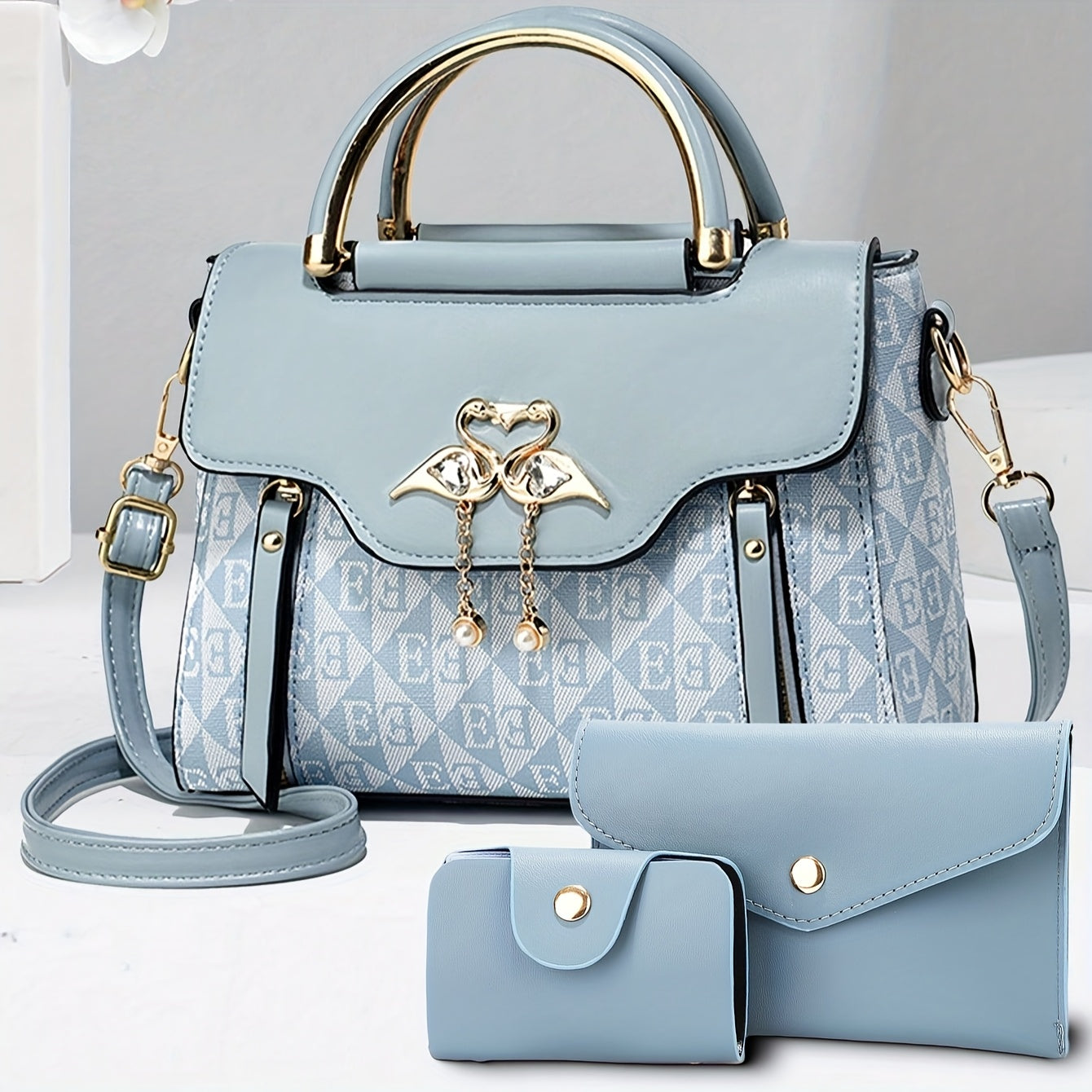 New Stylish Three-Piece Set Bag with Trendy Prints for Women, Casual Handbag