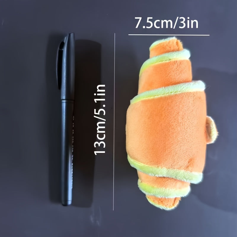 1pc Interactive Plush Croissant Dog Toy - Soft, Durable, Treat Dispensing for Small to Medium Dogs, Happy and Intelligent Pet Game