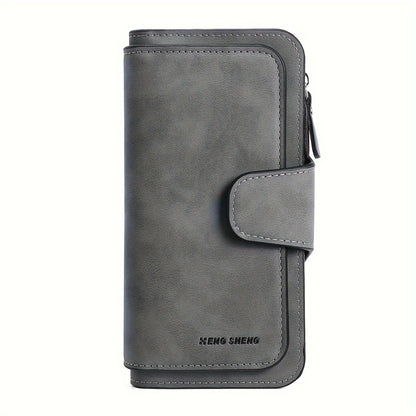 Multi Card Slots Retro Minimalist Short Wallet, Solid Color Clutch Credit Card Case