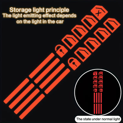 1 Set of Universal Car Window Button Glow Stickers - Fluorescent Green, Blue, And Orange Functional Button Decals Suitable for Automotive Interior Additions