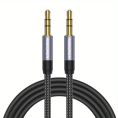3.5mm Rocoren Nylon Braided Audio Cable - Male to Male Stereo Hi-Fi Sound Aux Cord for Headphones Car Home Stereos Speakers Tablets - Compatible with iPhone/iPad/iPod Echo & More