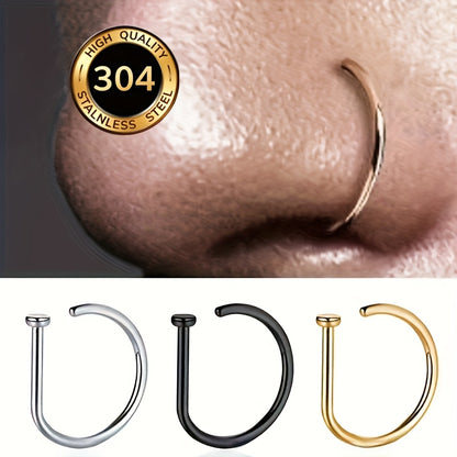 1pc/3pcs/5pcs Geometric Shape Nose Rings | Punk Style, Pierced Nose Rings, Women'S Body Jewelry, Nasal Septum Stainless Steel Nose Studs, 18K Golden Plated, VJS Brand