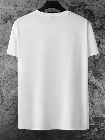 Men'S Minimalist Casual Stylish Trendy Comfortable Short-Sleeve T-Shirt with Chicago Letter Pattern Print for Summer, Breathable, Sweat-Absorbing, And Cool, Sweat-Resistant