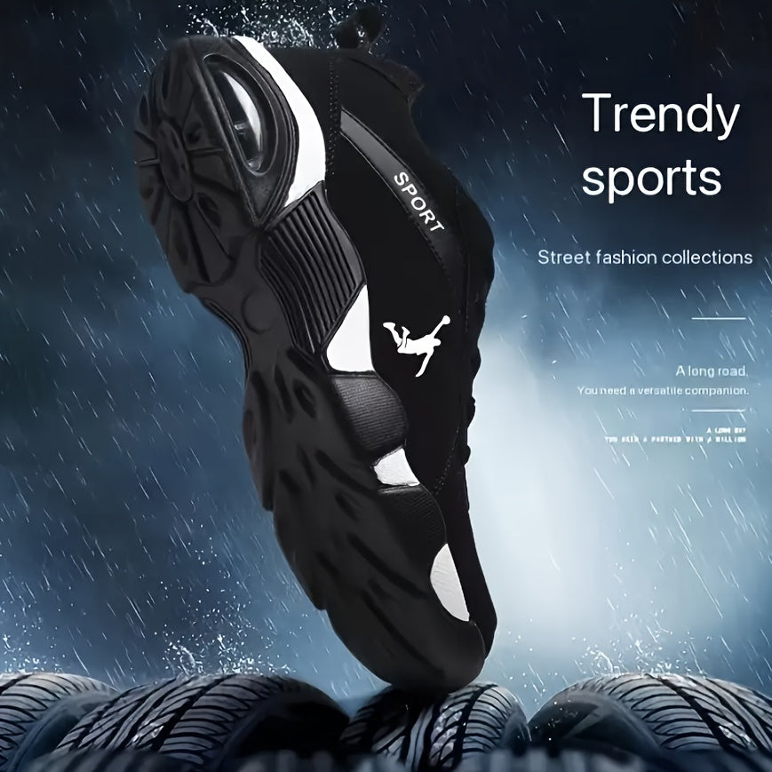 The Air Cushion Casual Sneakers Are Designed to Keep Your Feet Warm, Featuring a Thick And Comfortable PU Upper with a Geometric Pattern. Available in a Black And White Color Scheme, They Are Perfect for Outdoor Running, Casual Wear