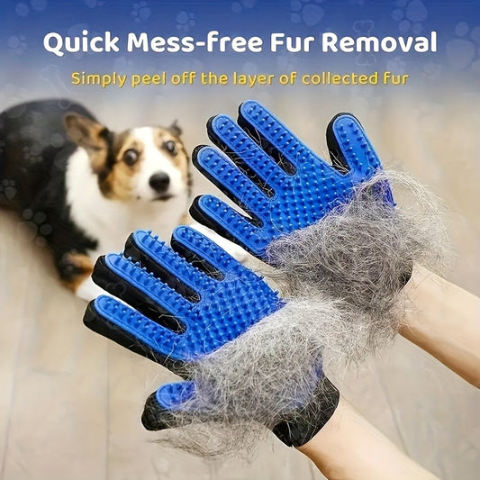 1pc Pet Grooming Gloves - Gentle Deshedding Brush for Dogs & Cats, Easy Clean, Enhanced Five Finger Design for Long & Short Fur