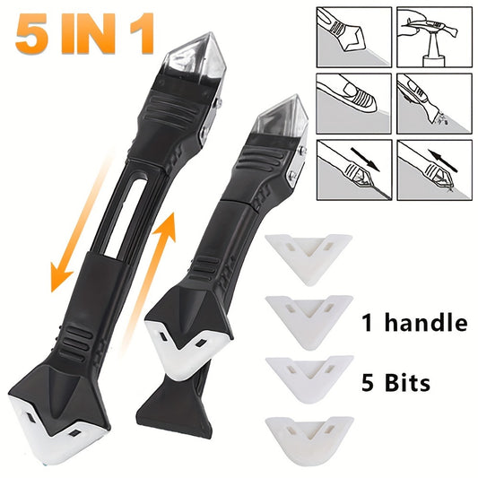 Silicone Caulking Tool 5 in 1 Silicone Remover Multi Tool Glazing Compound Finishing Tool Caulk Remover Tool Grout Scraper Kit for Bathroom Kitchen Floor Window Sink Joint Frames Seal Silicone Scraper Sealant Smooth Remover Tool Set