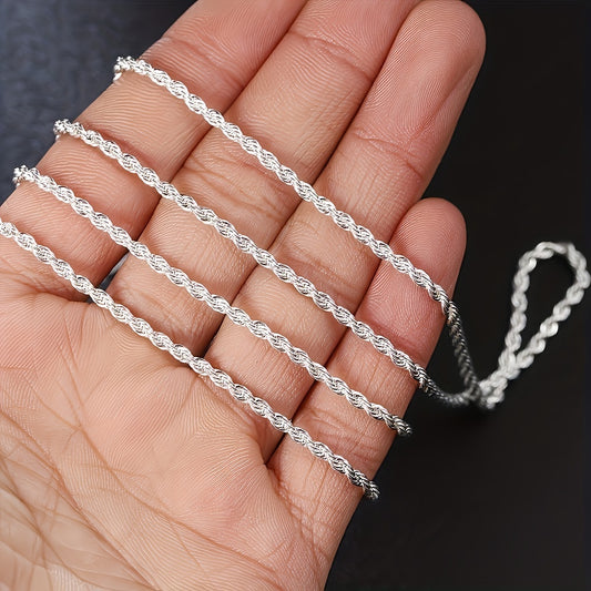 A Stunning Silvery Twisted Rope Chain Necklace - Perfect for Women'S Jewelry, Suitable for Women And Girls, Ideal for Valentine'S Day Gifts, And Great for Weddings And Parties ( Necklace) 16"-30"