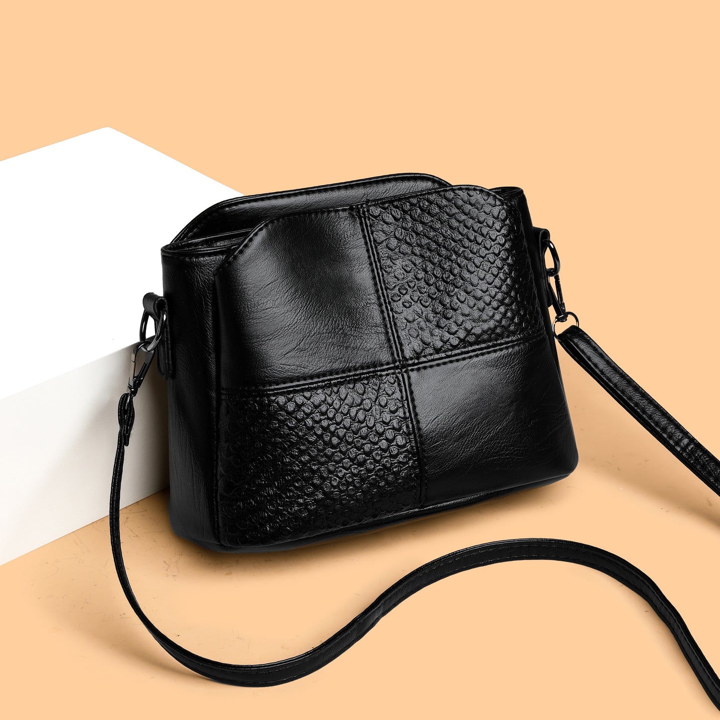 [Crossbody Bag] Simple Solid Color Crossbody Bag, Textured Bag Purse, Classic Fashion Versatile Shoulder Bag (9.05"x4.72"x6.69")