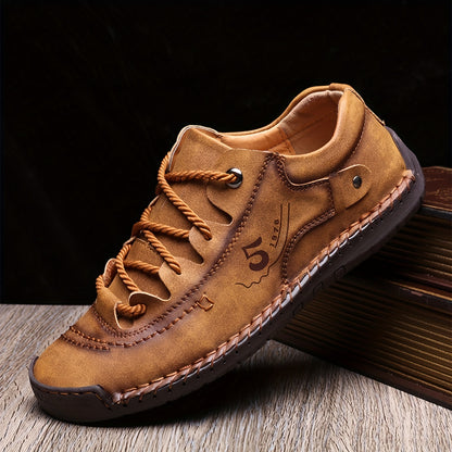 Handmade Men's Casual Flats Shoes Outdoor Walking Sneakers with Stitching
