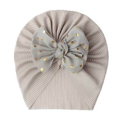 Newborn Infant Polka Dot Printed Bow Elastic Head Wrap, Turban Headwear Cap For Toddlers, Baby Girls And Boys