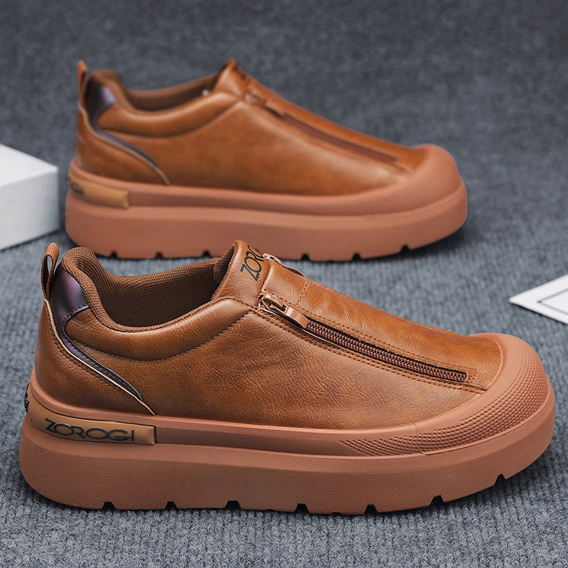 Men's Business Shoes: Comfortable, Anti-slip and Durable Lace-up Work Shoes, Men's Lace-up Couple Style Thick-soled Soft-soled Sports Shoes- Comfortable All Year Round, Black Walking Shoes for Casual Wear, Thickened Version Men's Shoes