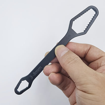 [Black Torx Wrench] 1pc Multifunctional Black Torx Wrench - Adjustable Self-Tightening Dual-Ended Wrench with 3-17mm Thread Size, 5mm Thick Durable Design and Portable Handle for Car Repair