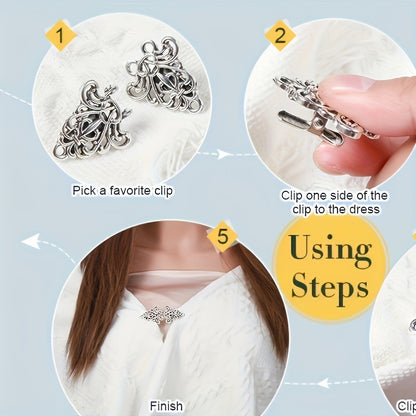 1/4pcs Vintage Sweater Clips with Anti-Slip Grip - Perfect for Scarves, Cardigans & Shirt Collars Zippers for Sewing Bulk Sweater Shawl Clips
