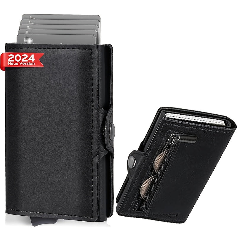 Carbon Fiber Card Clip Wallet Ultra-Thin Aluminum Pop-Up Bank Card Box Rfid-Proof Money Wallet Metal Aluminum Box Card Clip Wallet
