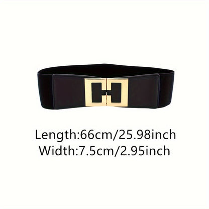 [Trendy Waist Cincher] Trendy and Versatile Western-style Wide Belt for Women | Black Waist Cincher, Decorative Dress, Elastic Stretch