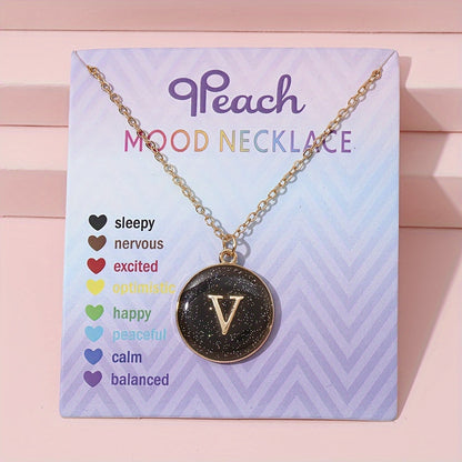 1pc of Temperature-Sensitive Color-Changing Letter Pendant Novelty Oil Drop Necklace (Color Changes with Temperature)