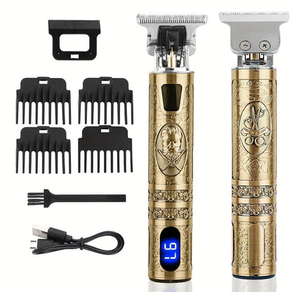 [USB-Rechargeable Grooming Kit] YAIAWISU Men's Cordless Electric Hair Clippers & Beard Trimmer with LCD Screen, USB-Rechargeable Cordless Grooming Kit, T-Blade Trimmer with Guide Comb Suitable for Hair, Shaving, and Scalp Trimming