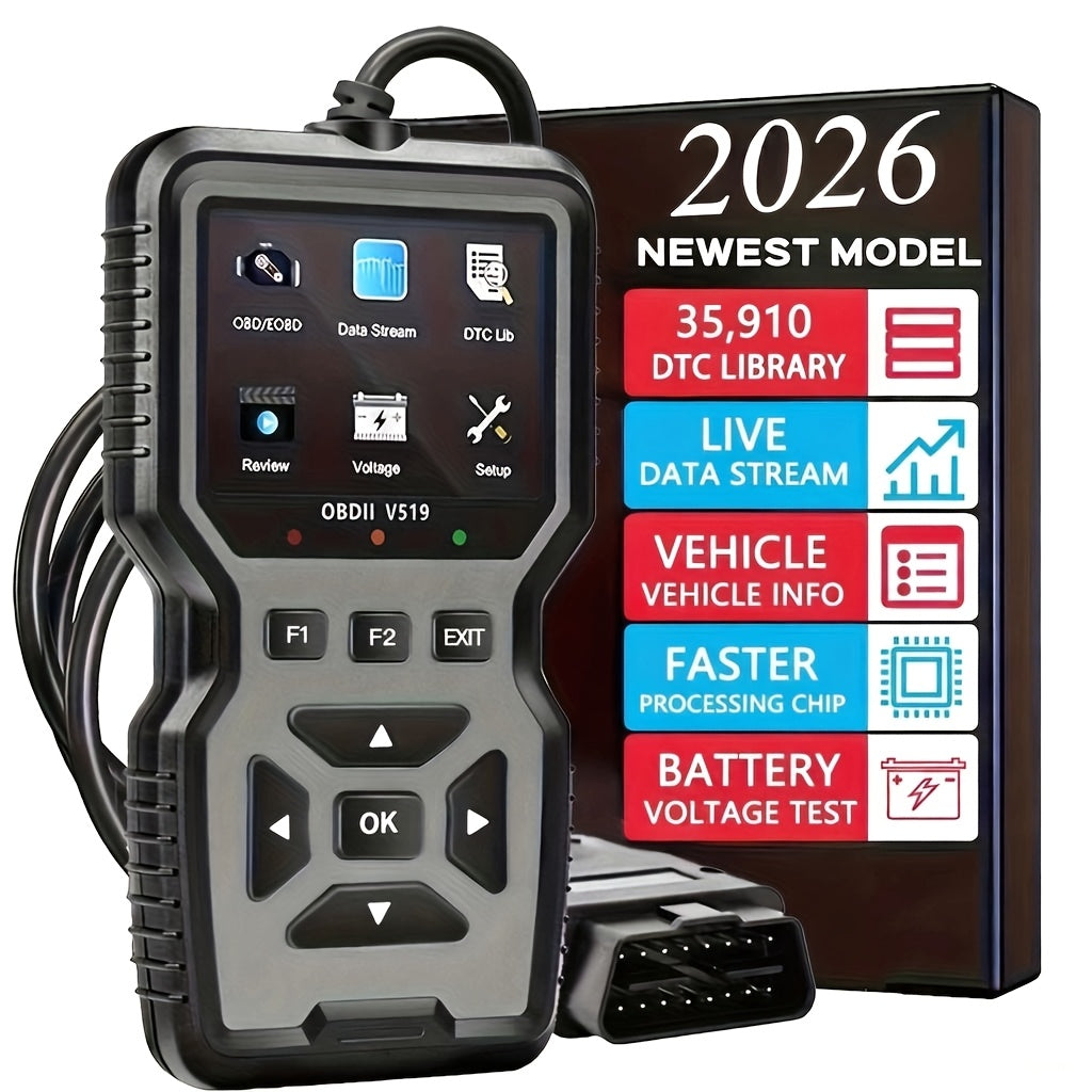 2026 V519 Professional OBD2 Scanner - USB Powered, Real-Time Data Diagnostic Tool, Suitable for Checking Engine Fault Lights in Most Vehicles, No Battery Required