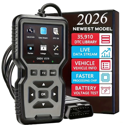 2026 V519 Professional OBD2 Scanner - USB Powered, Real-Time Data Diagnostic Tool, Suitable for Checking Engine Fault Lights in Most Vehicles, No Battery Required