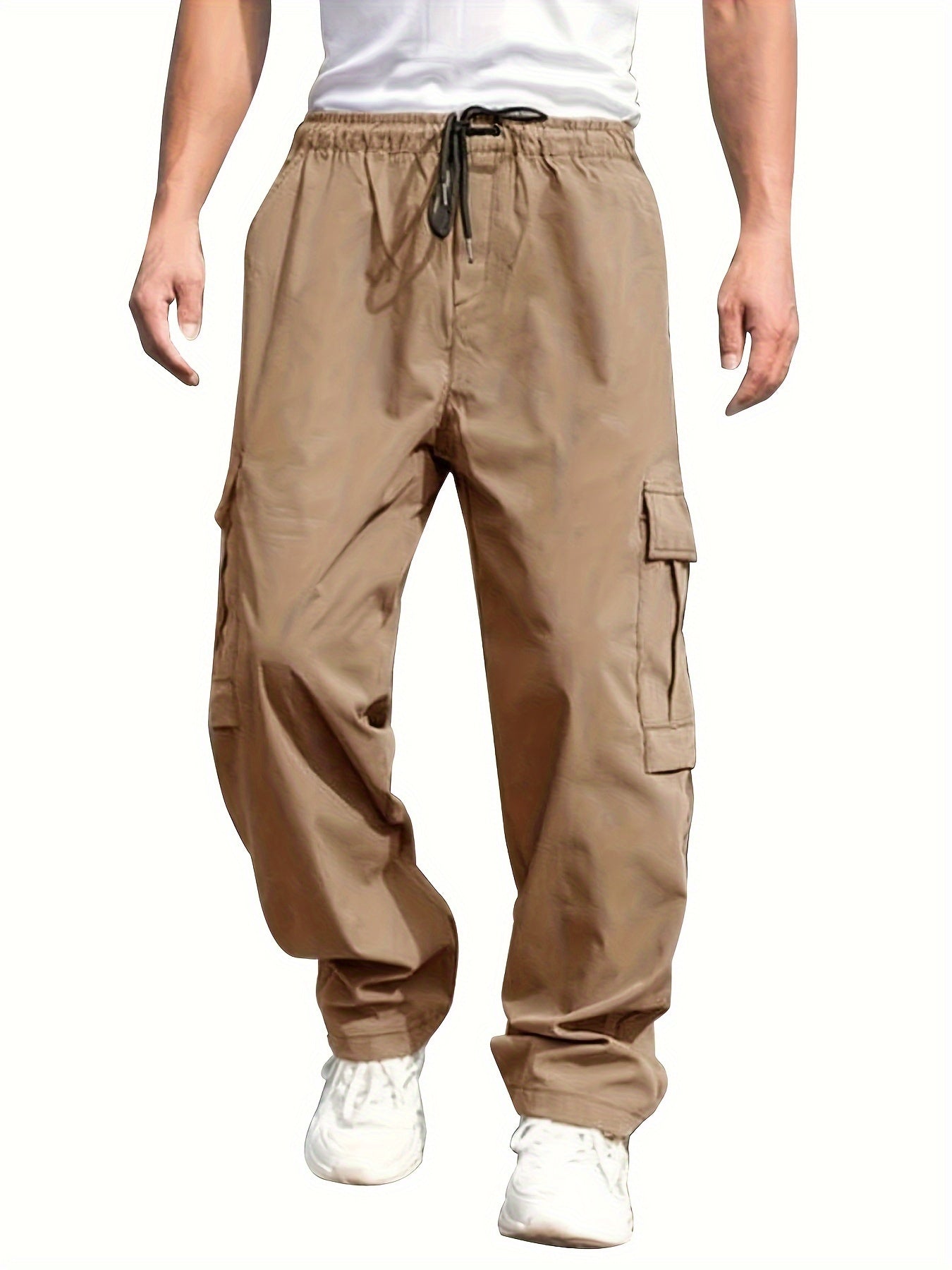 Men'S Stylish Loose Straight Casual Multi-Pocket Lightweight Work Pants for Spring And Autumn
