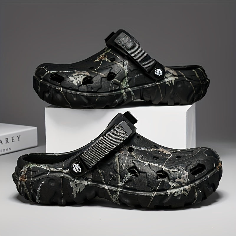 Men's Solid Color Hollow-Out Fashion EVA Sandals, Comfortable Non-Slip Durable Lightweight Slippers, Suitable for Men's Outdoor Activities