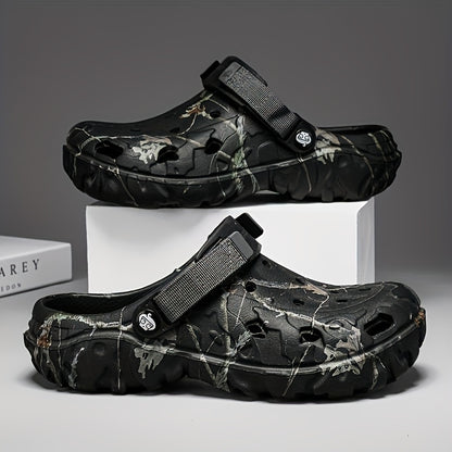 Men's Solid Color Hollow-Out Fashion EVA Sandals, Comfortable Non-Slip Durable Lightweight Slippers, Suitable for Men's Outdoor Activities