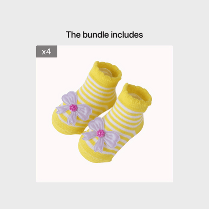 Baby Girl Cute Fashion Bowknot Flower Socks Fit 0-24 Months