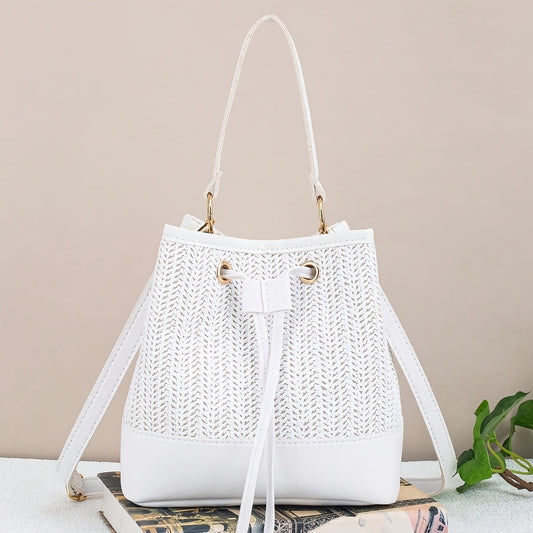 Woven Bucket Bag for Women, Perfect for Summer with a Hollow Design, Suitable for Casual Outings And Beach Trips