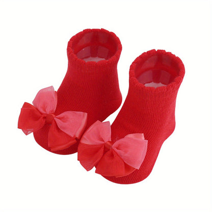 Baby Girl Cute Fashion Bowknot Flower Socks Fit 0-24 Months
