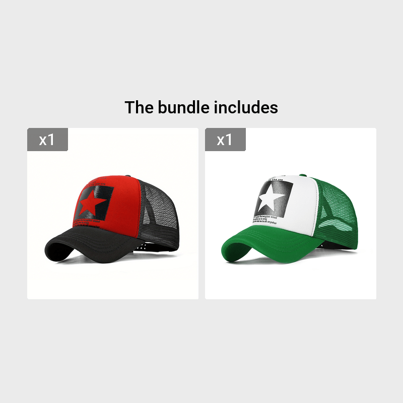 Men'S Black Mesh Baseball Cap with Star Logo - Breathable Six-Panel Design, Adjustable Fit, Casual Sporty Style for Outdoor Activities, Baseball Cap, Summer Headwear, Stylish Headgear, Durable Headwear, Mesh Fabric Cap, Streetwear Lovers, Lightweight Head
