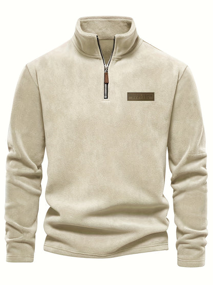 Autumn/Winter New Men's Sweatshirt with Stand Collar, Half-Zip Long Sleeve, Versatile Top, Trendy Brand, Double-Sided
