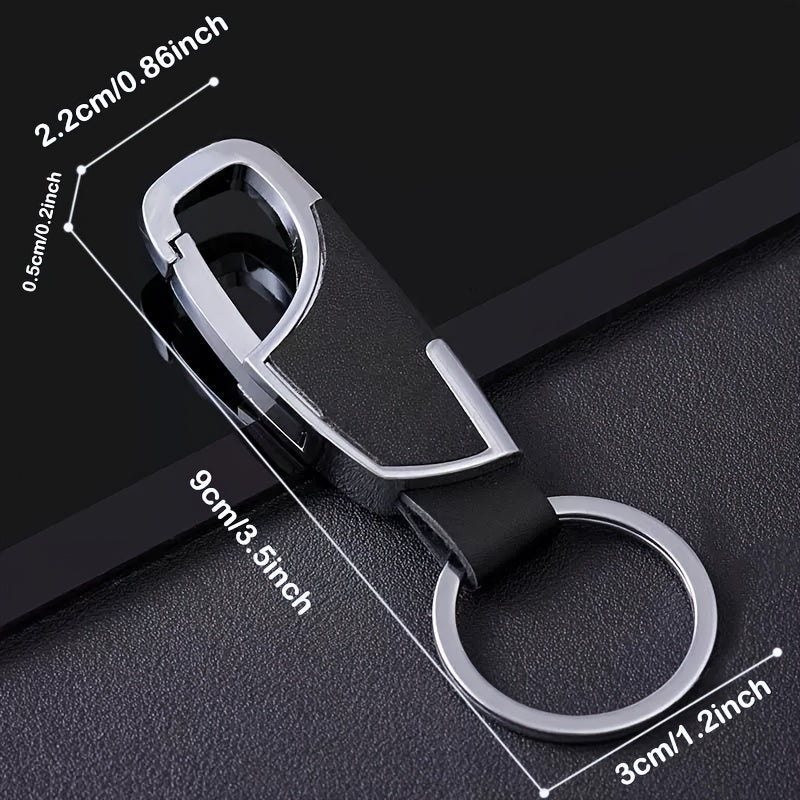 [Creative Keychain] Creative Simple Men's Car Keychain | Metal Keychain Faux Leather Keyring Waist Hanging Door Lock Keychain Car Key Gift