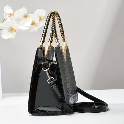 New Women's Crossbody Bag, High-End Patent Leather Stone Pattern Crossbody Bag