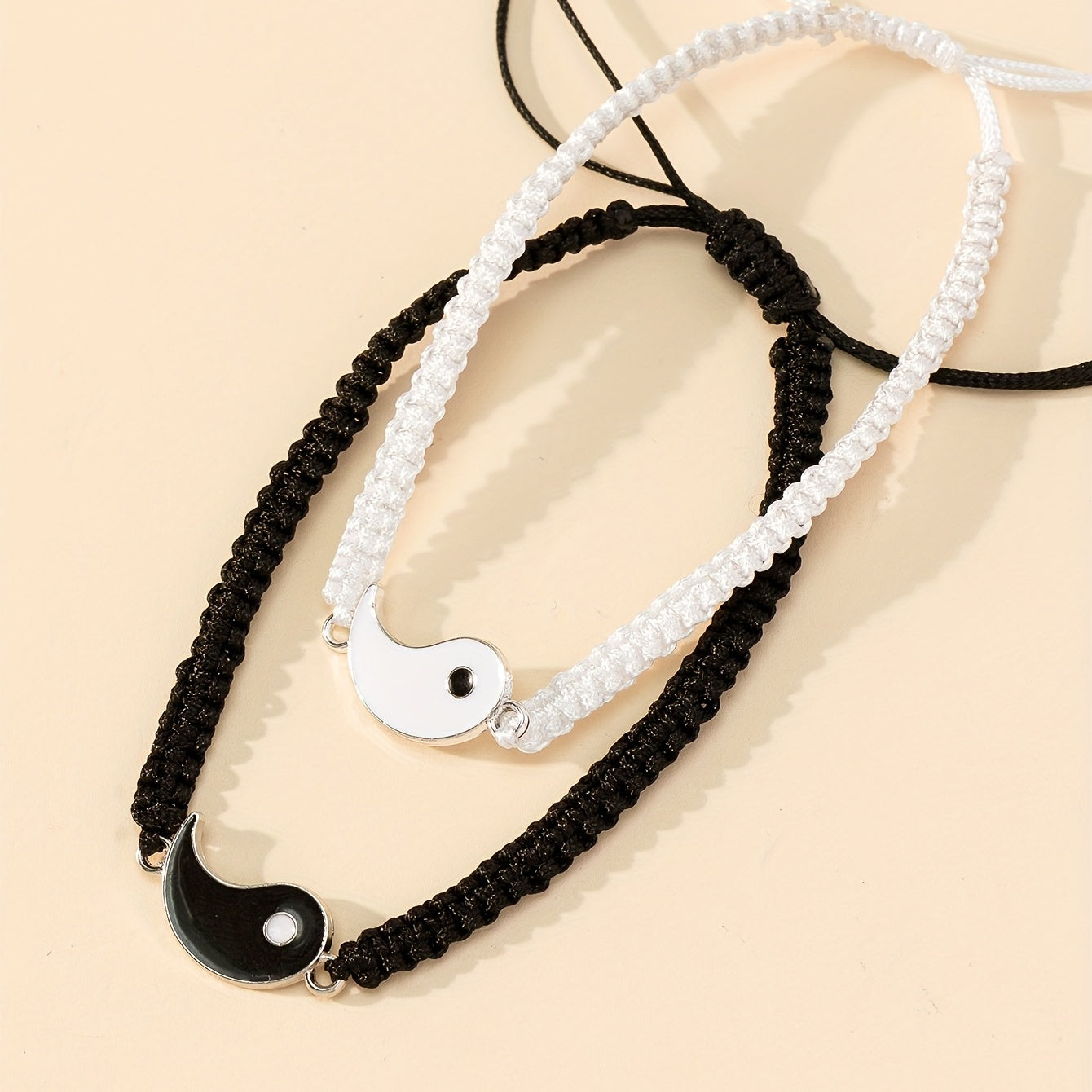[Best Friend Bracelets] Two Pieces Best Friend Bracelets Adjustable Cord Yin And Yang Matching Bracelets for Bff Friendship Relationship Boyfriend Girlfriend Valentine's Day Gift