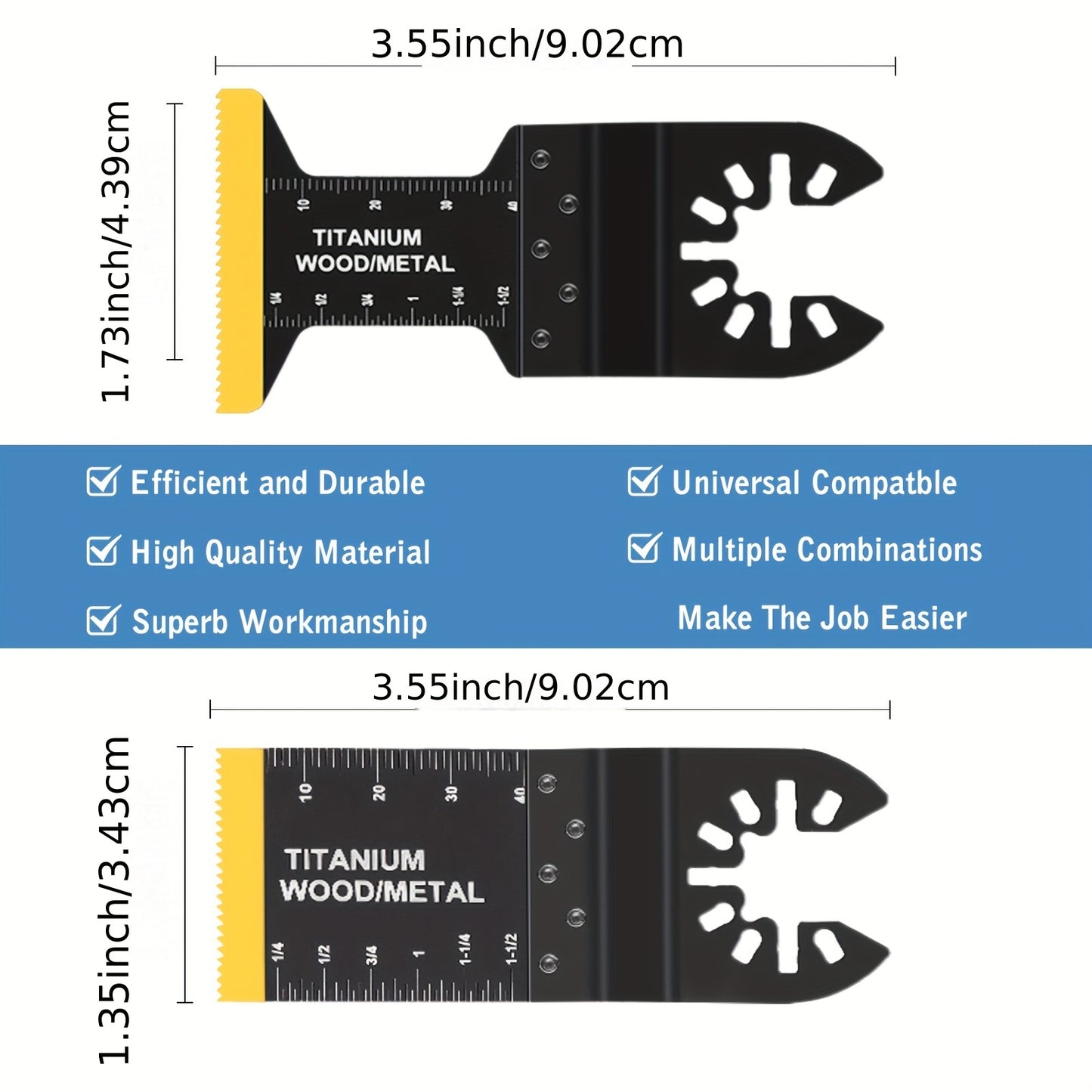 [Heavy-Duty Titanium Saw Blades] 10/20/30/50pcs Heavy-Duty Titanium Oscillating Saw Blades - Multitool Blades for Cutting Hard Materials, Metal Nails, Wood & Plastic - Fit for All Models, No Electricity Needed, Durable Metal Construction, Versatile Cuttin