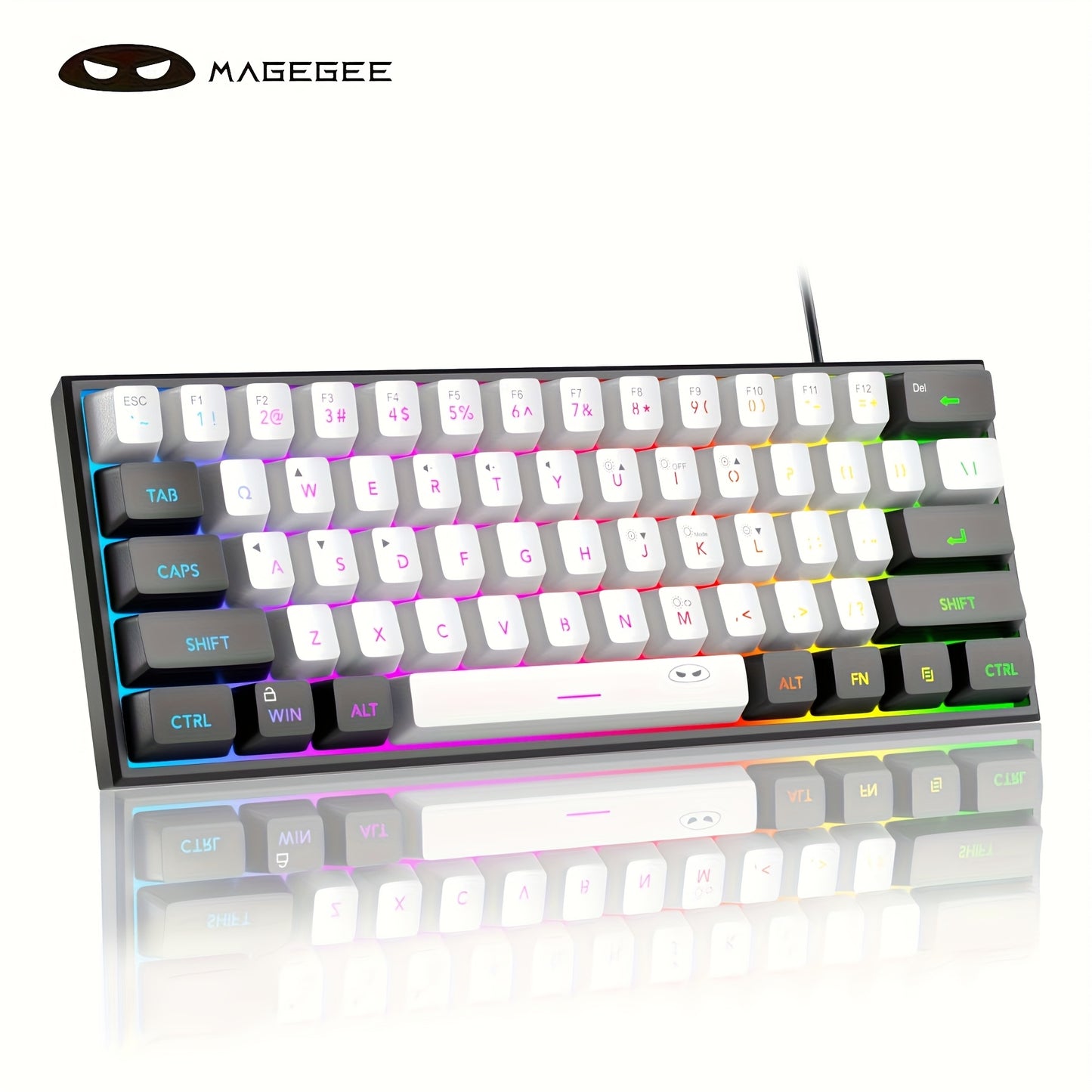 MageGee  60% Gaming/Office Keyboard, Keycap Type Wired RGB Backlit Compact Computer Keyboard for Windows/Mac/Laptop