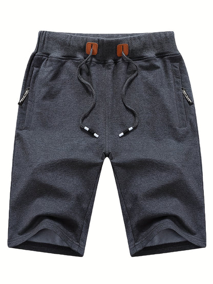 Men's Shorts Casual Classic Fit Stylish Drawstring Elastic Waist Summer Beach Shorts With Zipper Pockets Workout Sport Shorts