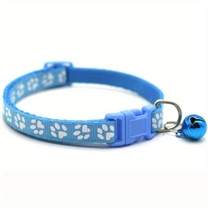 Pet Sticker Cloth Collar Dog Cat Collar Single Footprint Paw Print Bell Collar Cat Buckle Collar Burst Money Ring