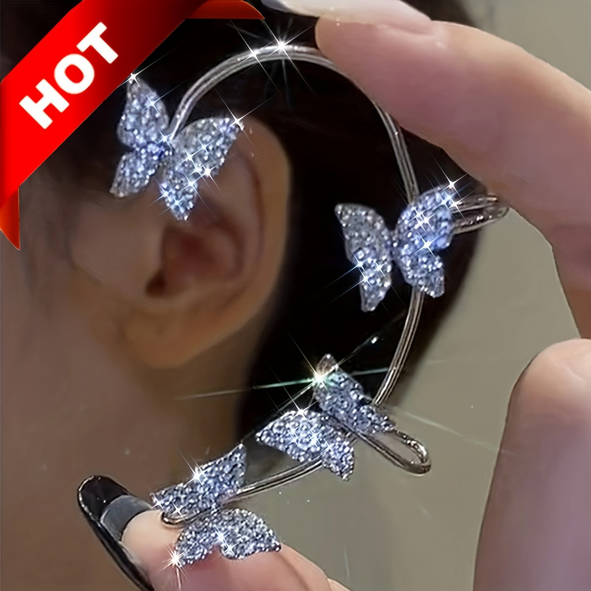 French-style Golden Sparkling Butterfly Luxury Butterfly Earrings