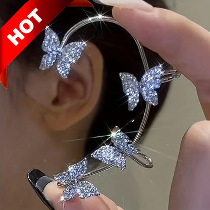 French-style Golden Sparkling Butterfly Luxury Butterfly Earrings