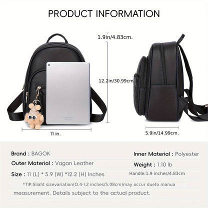 [Women'S Backpacks]High-Quality PU Quilted Mini Backpack | Three-Layer Zipper Closure · Large Capacity And Portable | Adjustable Shoulder Straps | Easy And Compact Urban Style | Suitable for Travel, Commuting, Campus