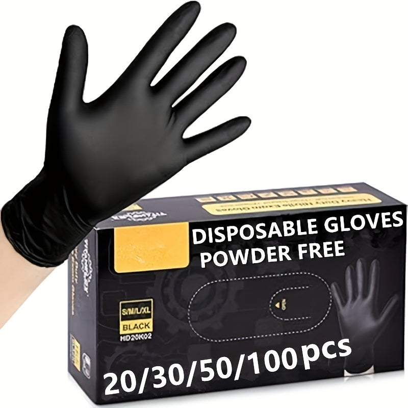 100/50/30/20pcs Disposable Black Synthetic Nitrile Gloves, 4mm Thick, Latex-Free Household Cleaning Gloves, Lightweight PVC Material, Ambidextrous Design for Kitchen, Bathroom, Car, and Use, Gloves for Cleaning