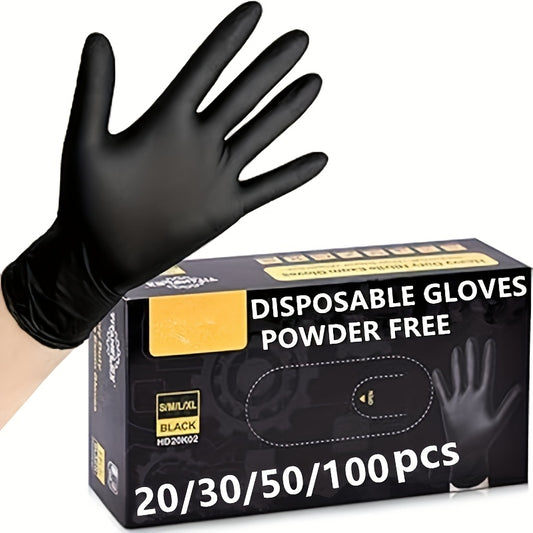 100/50/30/20pcs Disposable Black Synthetic Nitrile Gloves, 4mm Thick, Latex-Free Household Cleaning Gloves, Lightweight PVC Material, Ambidextrous Design for Kitchen, Bathroom, Car, and Use, Gloves for Cleaning