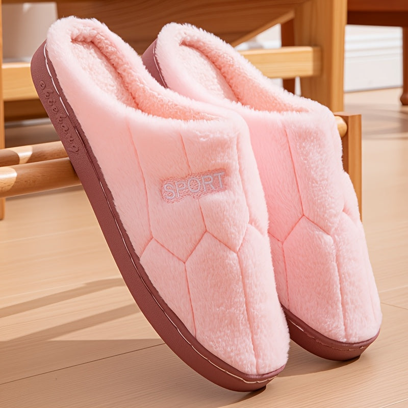 Indoor Household Thick-Soled Non-Slip Warm Slippers for Autumn And Winter, Women Shoes