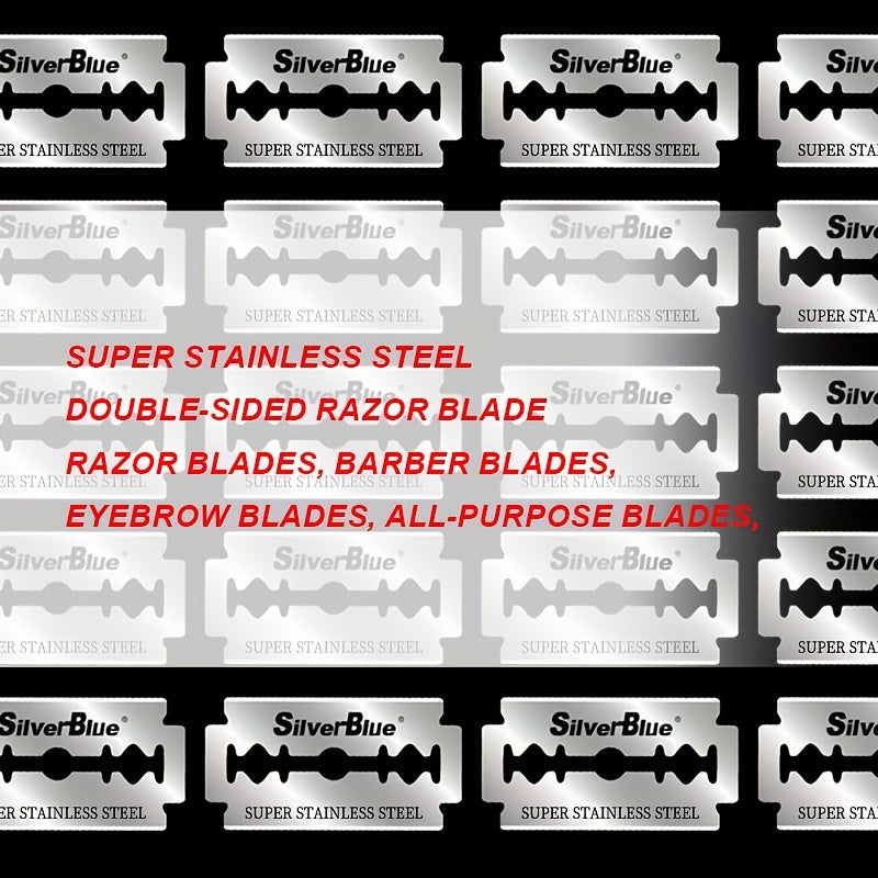 Double-Sided Stainless Steel Razor Blades for Shaving, Silverblue