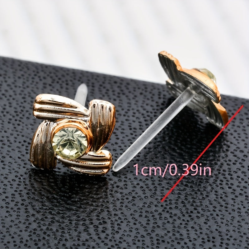 36 Pairs/Bag of Stylish Rhinestone Geometric Small Stud Earrings for Women, Featuring a Trendy Mini Flower And Heart Mixed Design, Perfect As Party Gifts