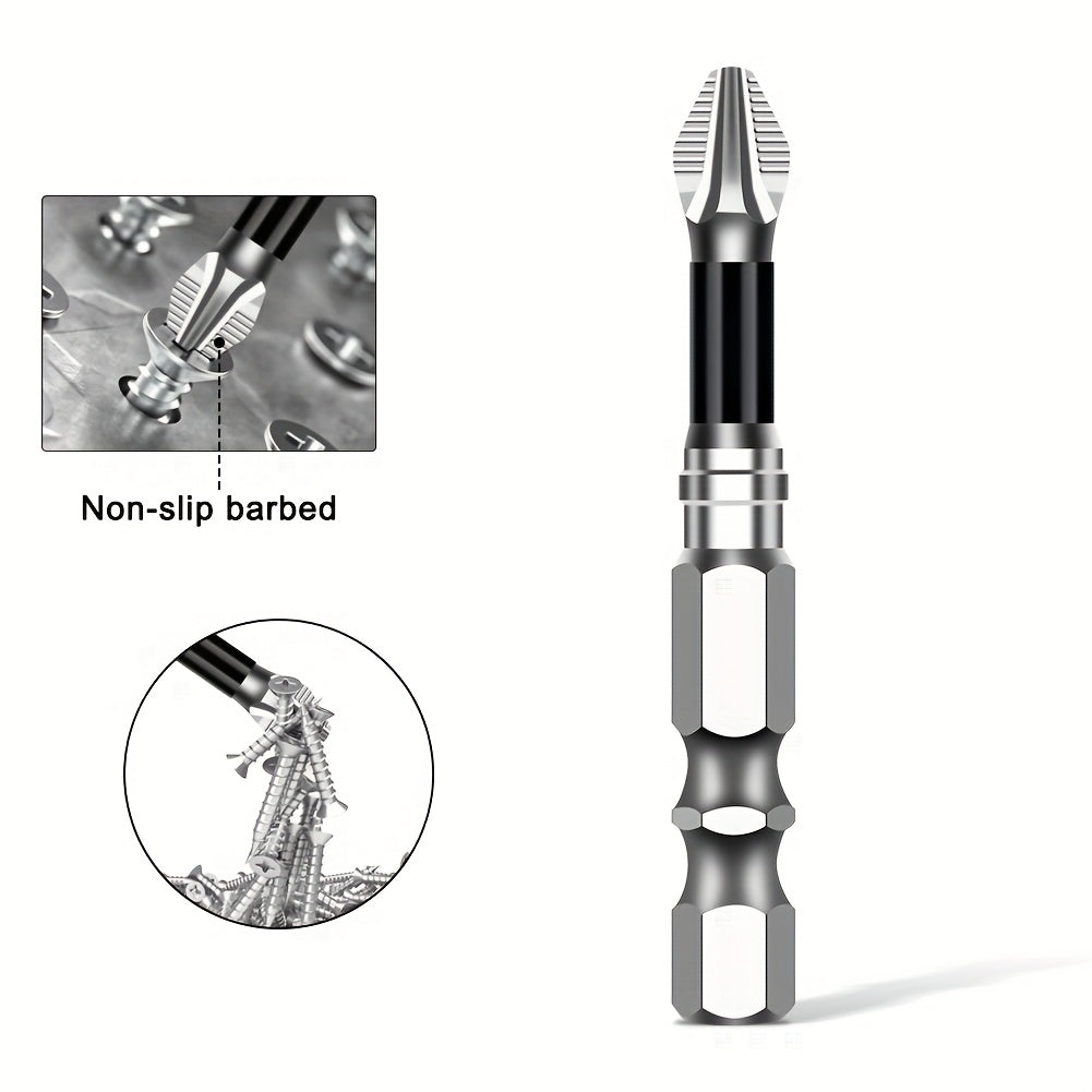 High Hardness Metal JGZUI S2 Strong Magnetic Precision Screwdriver Bits - Non-Slip Cross Torx, No Battery Required, Magnetic Tip for Electric Drills